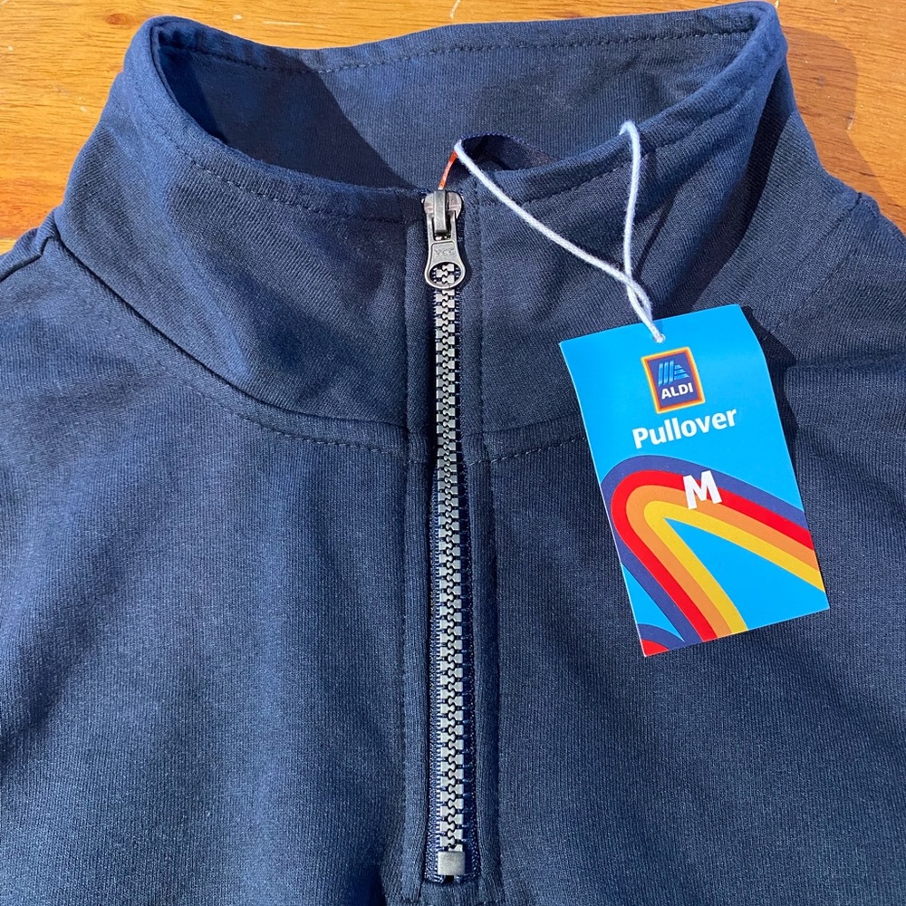Aldi blue pullover striped long sleeve size medium‎